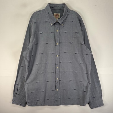 古着 ブルックスブラザーズ Brooks Brothers 長袖シャツ ボタンダウン ロープ L ブルー系 総柄 メンズ