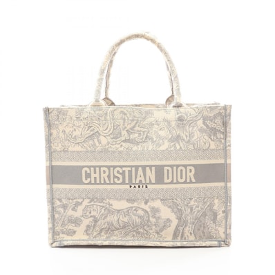 ディオール Dior BOOK TOTE ブックトート ミディアム トワル ドゥ ジュイ トートバッグ バッグ キャンバス レディース グレー系 / アイボリー系 【中古】