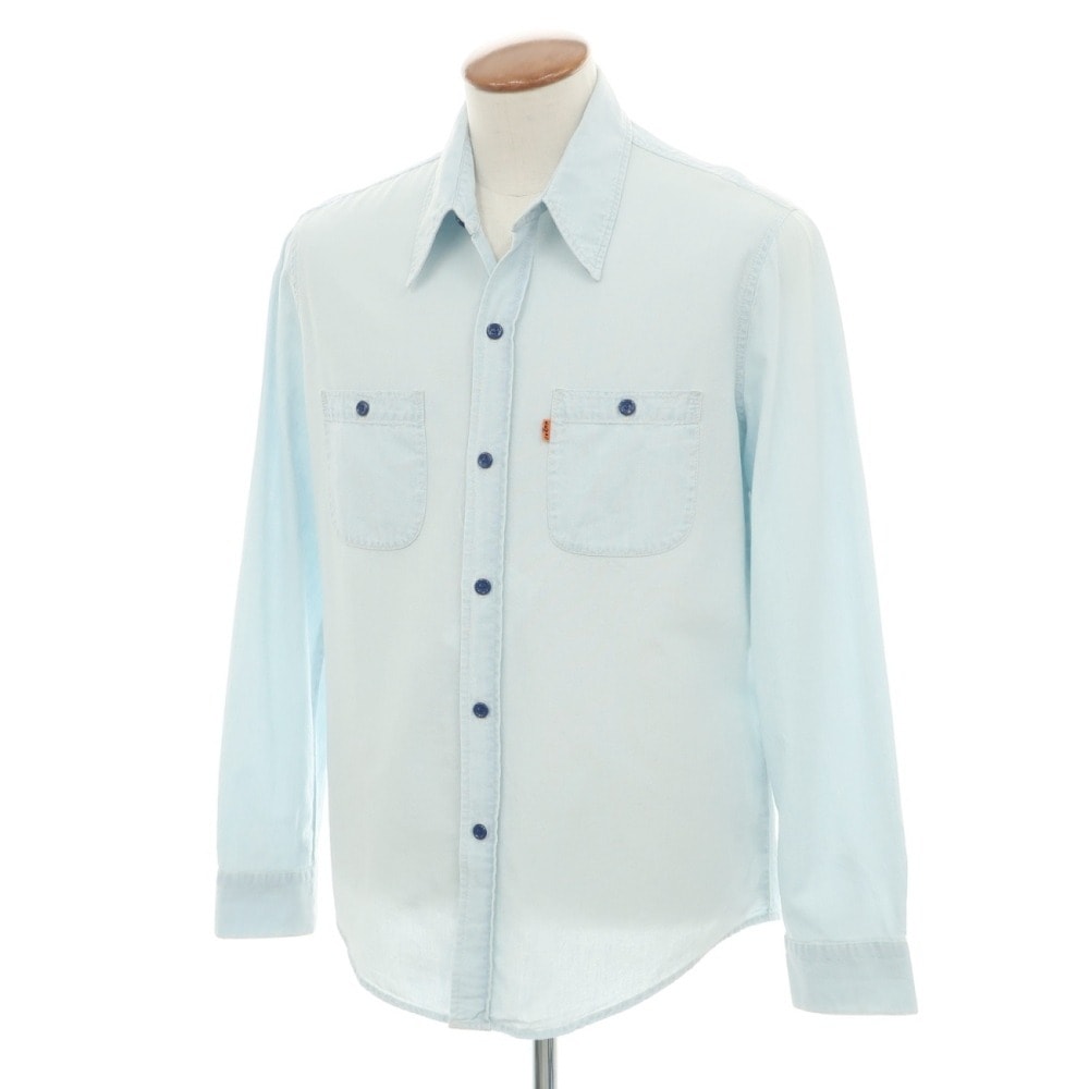 【中古】リーバイスビンテージクロージング LEVI'S VINTAGE CLOTHING コットン ナローカラー Made in U.S.A カジュアルシャツ ライトブルー【サイズM】【メンズ】