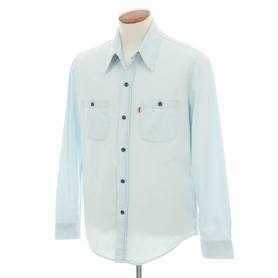 【中古】リーバイスビンテージクロージング LEVI'S VINTAGE CLOTHING コットン ナローカラー Made in U.S.A カジュアルシャツ ライトブルー【サイズM】【メンズ】