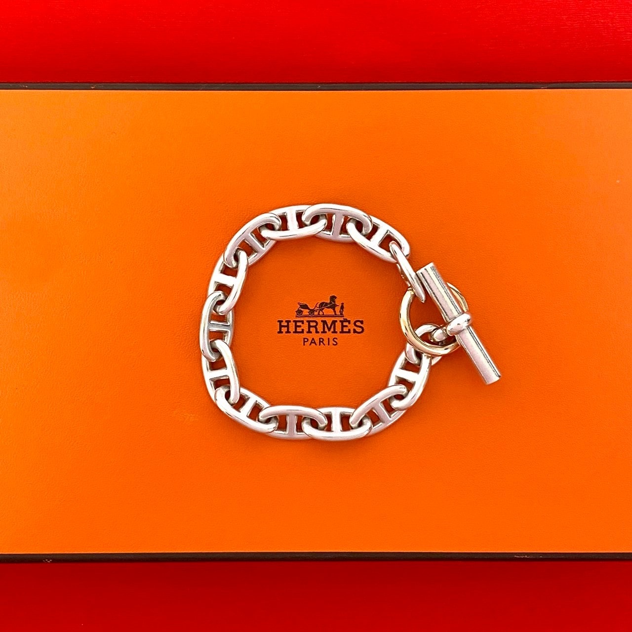 HERMES エルメス シェーヌダンクル GM 13コマ マルジェラ期 シルバー925 K18ピンクゴールド ブレスレット シルバー
 24015