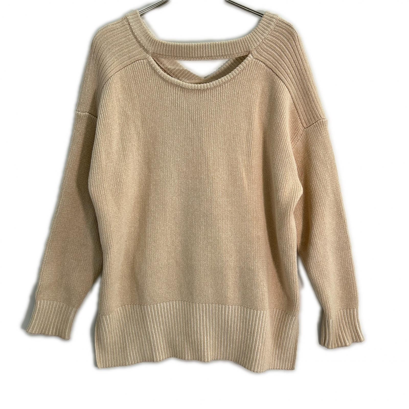 クラネ 14106-2112 23SS ベージュ ダブルフェイスカットネックワイドニット 1