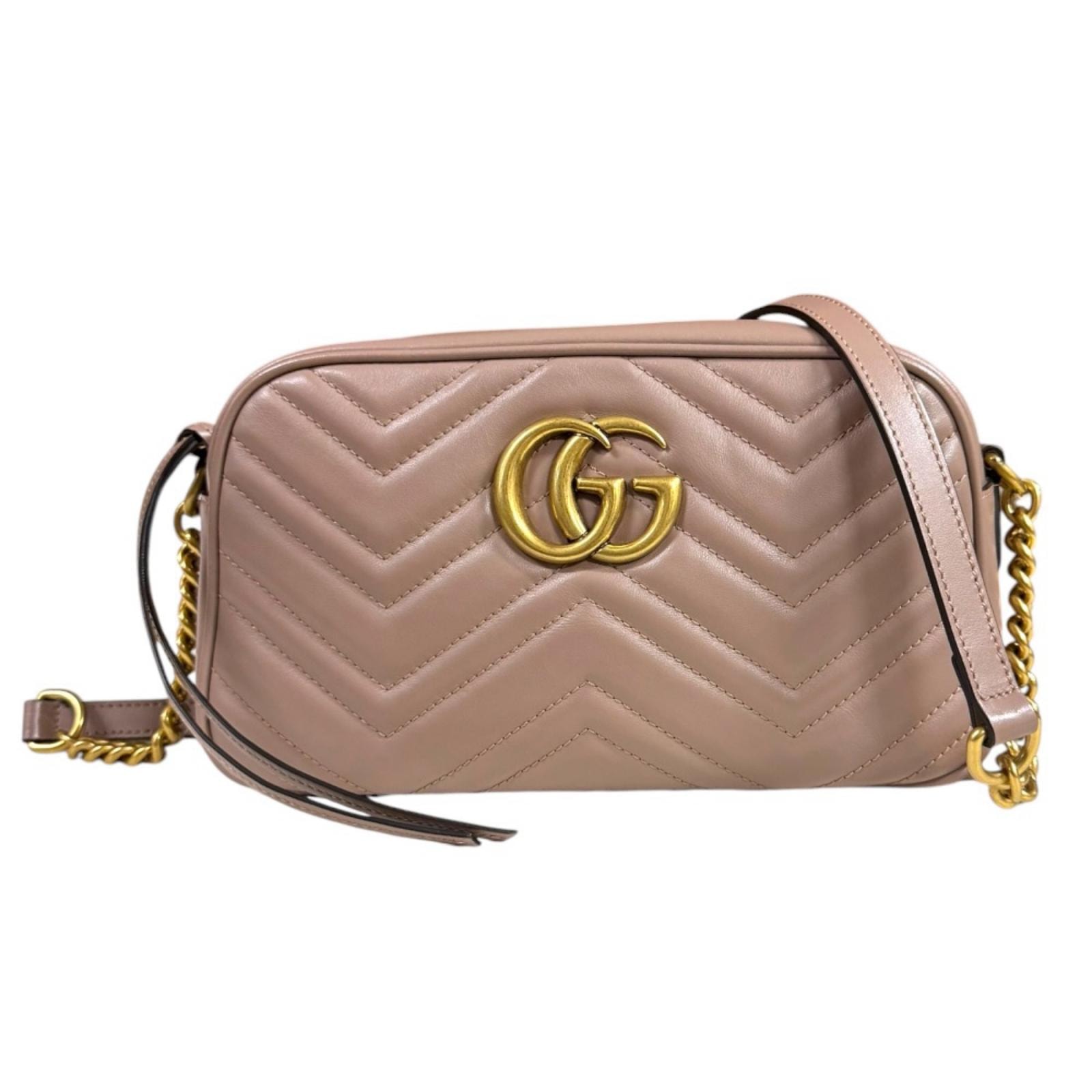グッチ GGマーモント ショルダーバッグ レザー 447632 ベージュ レディース GUCCI 中古