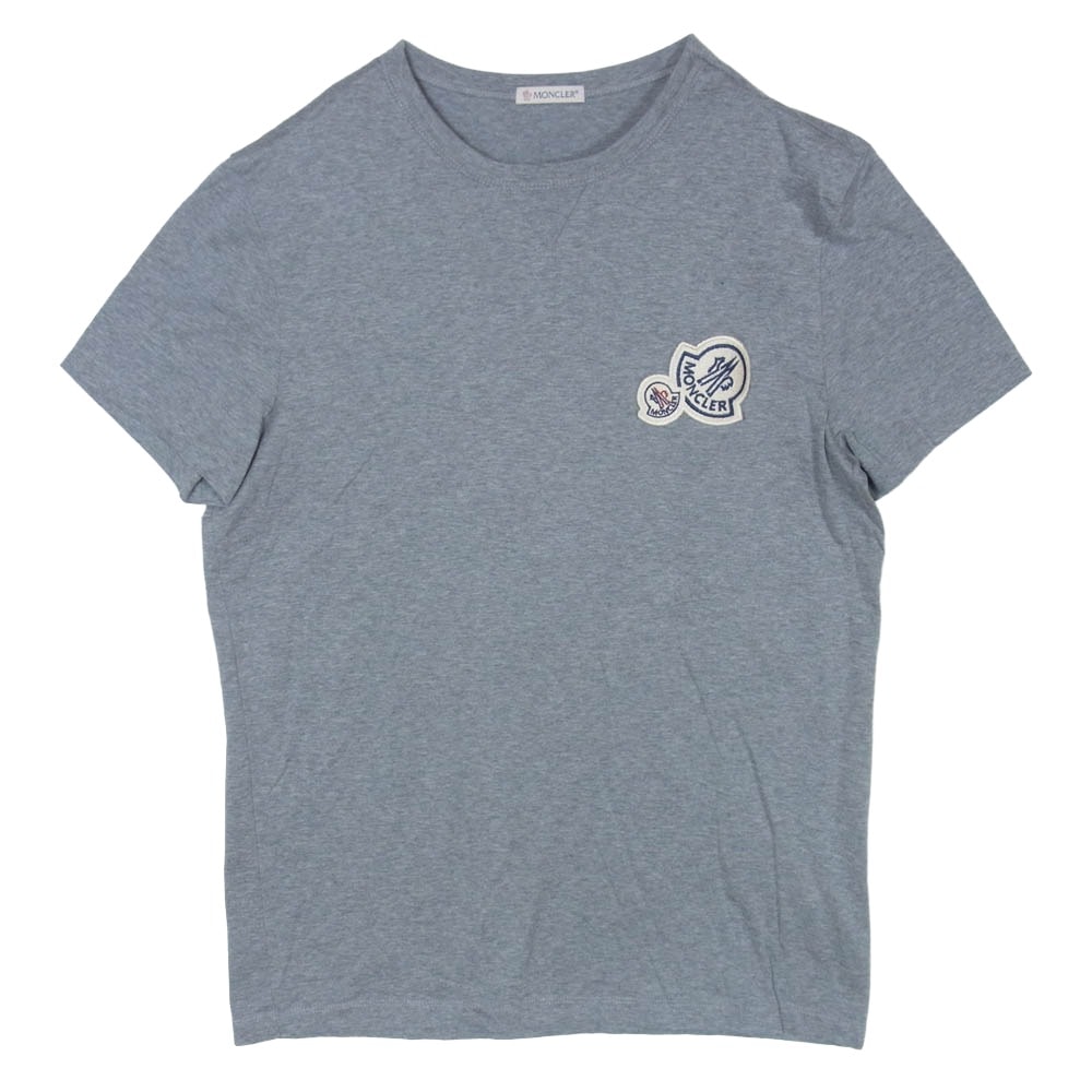 MONCLER モンクレール D20918032500 8390Υ MAGLIA ダブルロゴワッペン 半袖 Tシャツ グレー系 M【中古】