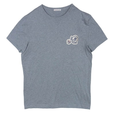 MONCLER モンクレール D20918032500 8390Υ MAGLIA ダブルロゴワッペン 半袖 Tシャツ グレー系 M【中古】