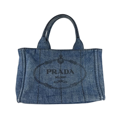 プラダ PRADA ハンドバッグ ショルダーバッグ カナパ デニム ブルー レディース【中古】 z6828