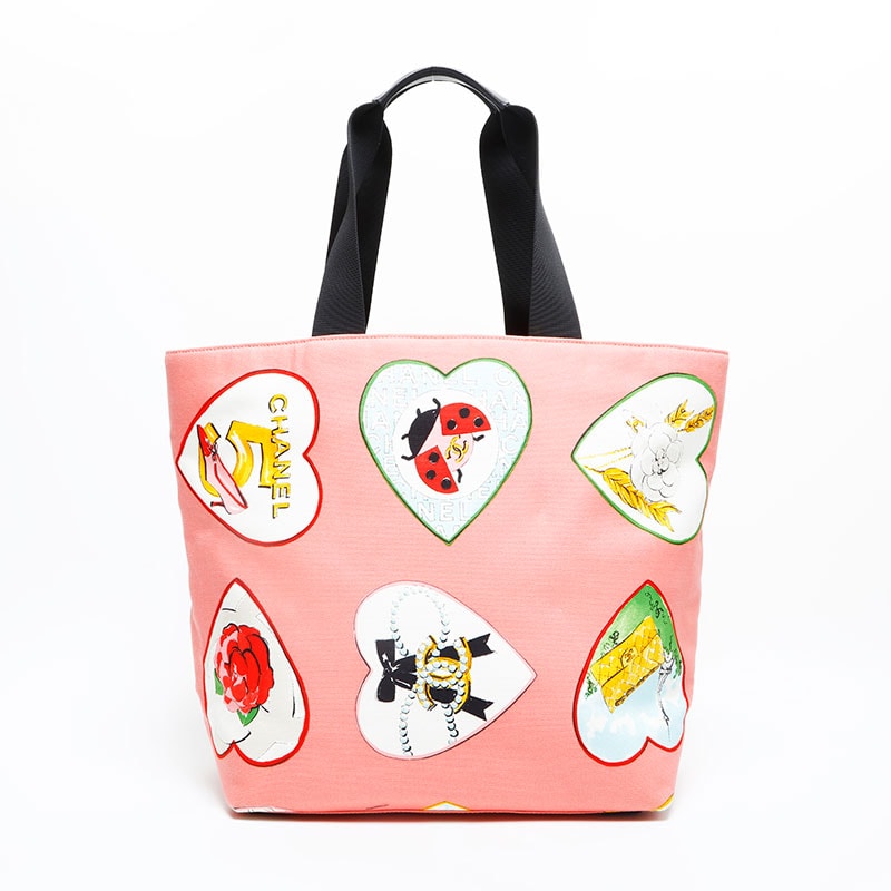 シャネル CHANEL 10番台 2005-2006 バレンタイン ハート キャンバス トートバッグ【中古】