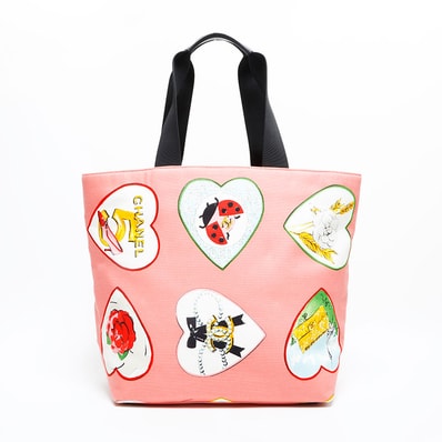 シャネル CHANEL 10番台 2005-2006 バレンタイン ハート キャンバス トートバッグ【中古】