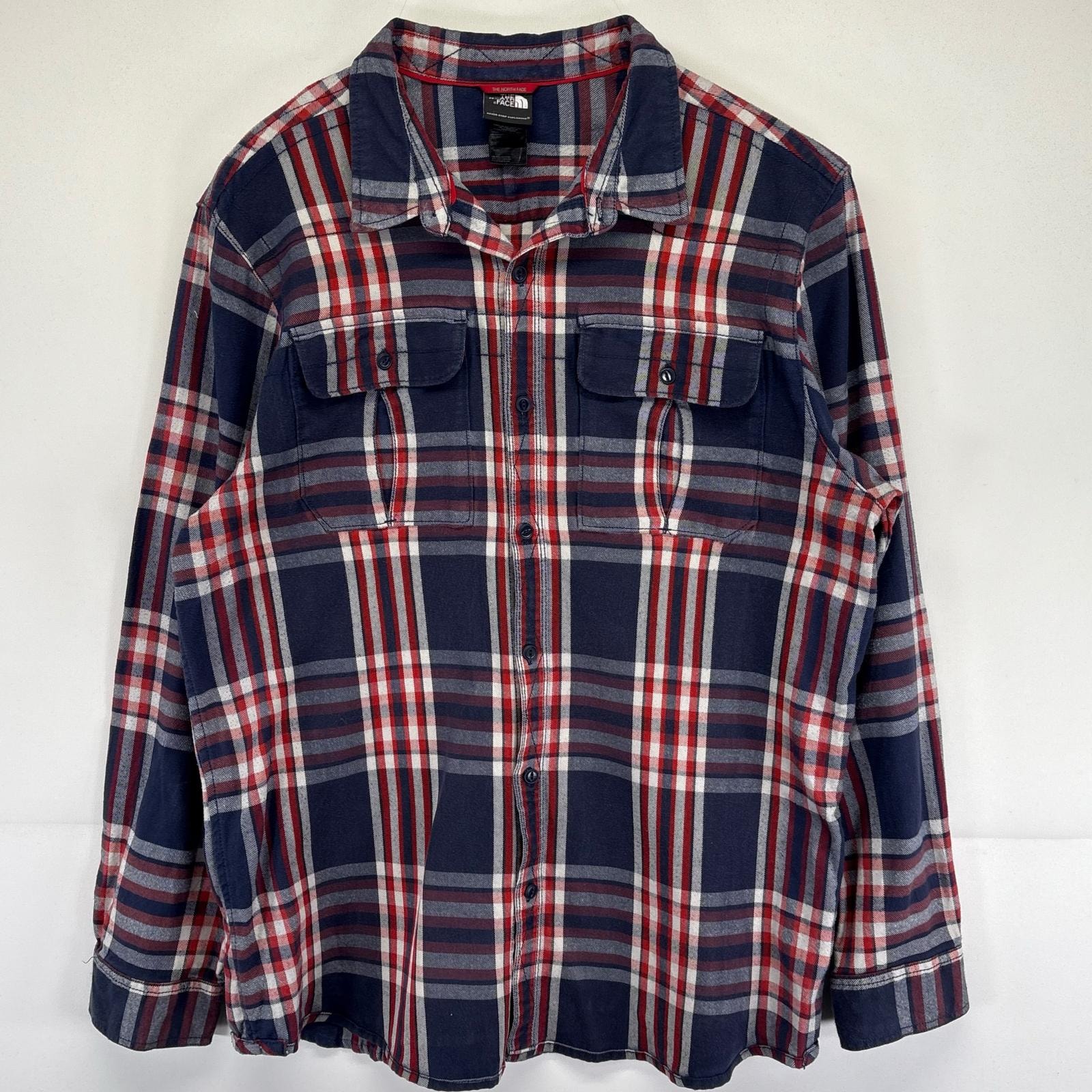 古着 ザ・ノースフェイス THE NORTH FACE 長袖シャツ 大きいサイズ チェック柄 胸ポケット アウトドア 2XL レッド メンズ