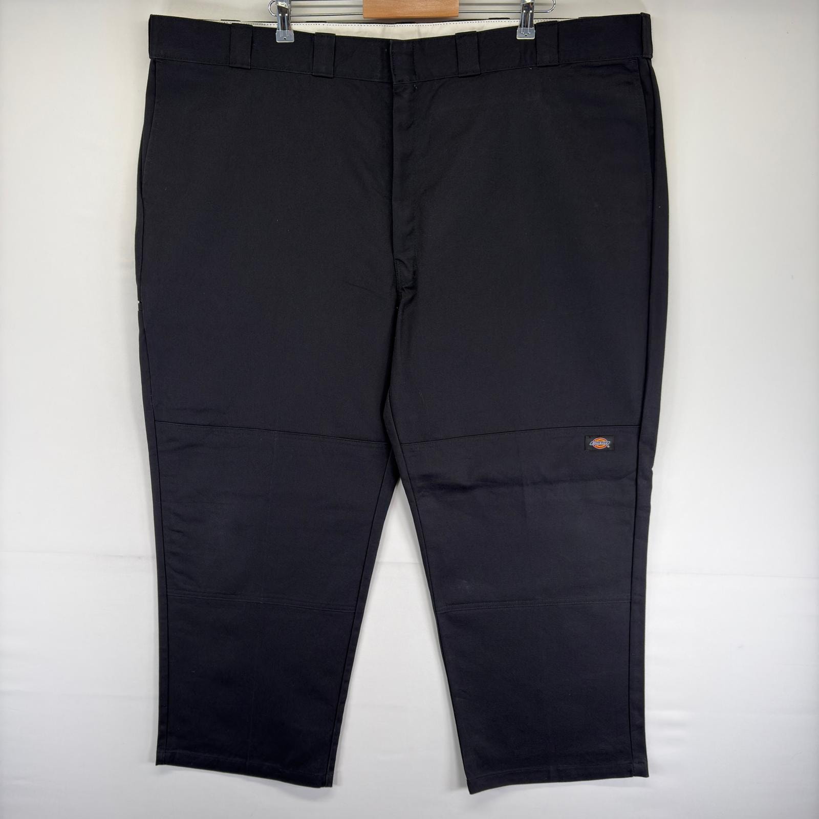 古着 ディッキーズ Dickies パンツ ワークパンツ ダブルニー ワンポイントロゴ ジップ ツールポケット w50 L30 ブラック系 メンズ