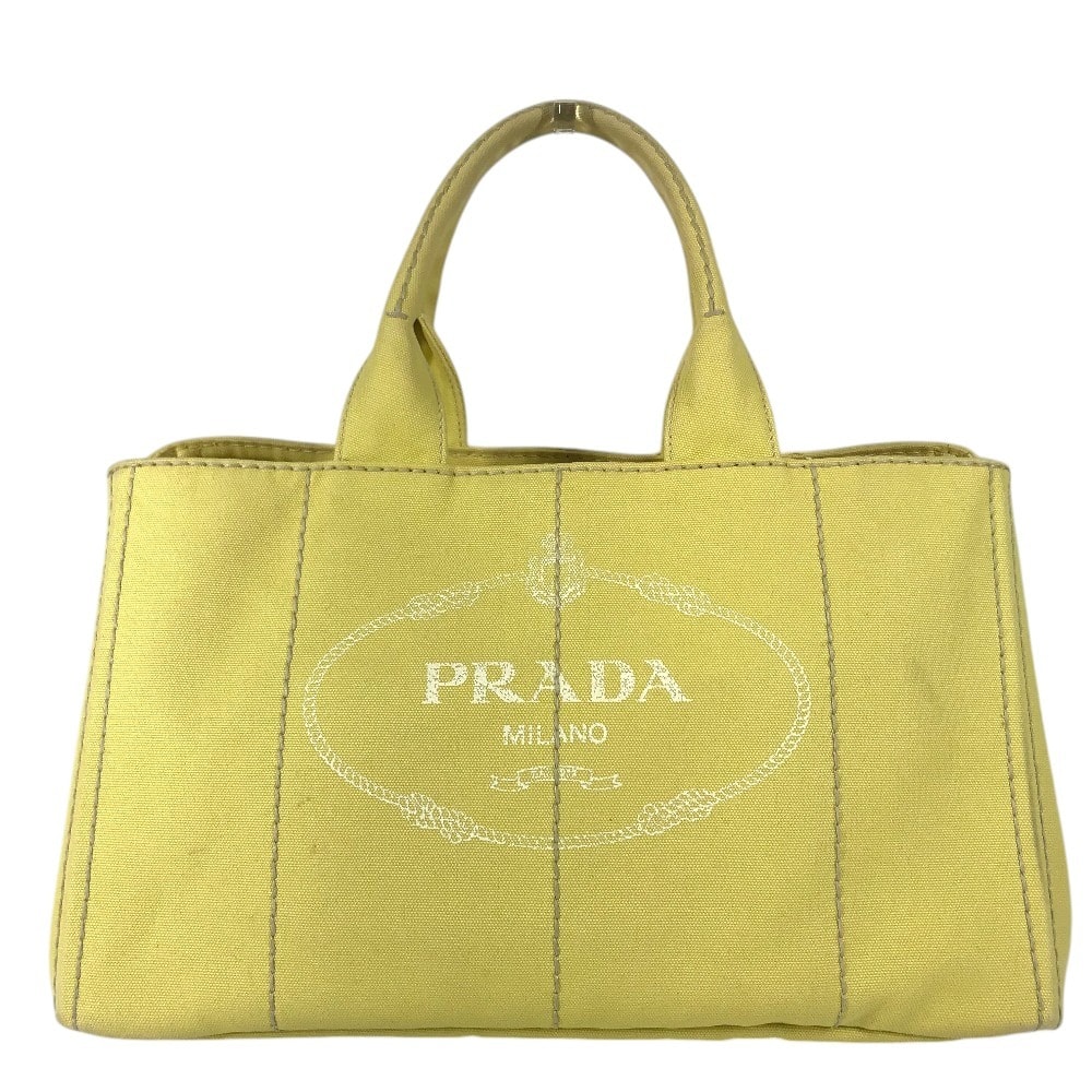 プラダ PRADA カナパ ロゴ トートバッグ カバン ハンドバッグ キャンバス イエロー