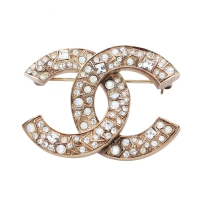 シャネル CHANEL ココマーク ブローチ アクセサリー GP(ゴールドメッキ) ラインストーン レディース ゴールド系 / クリア系 【中古】