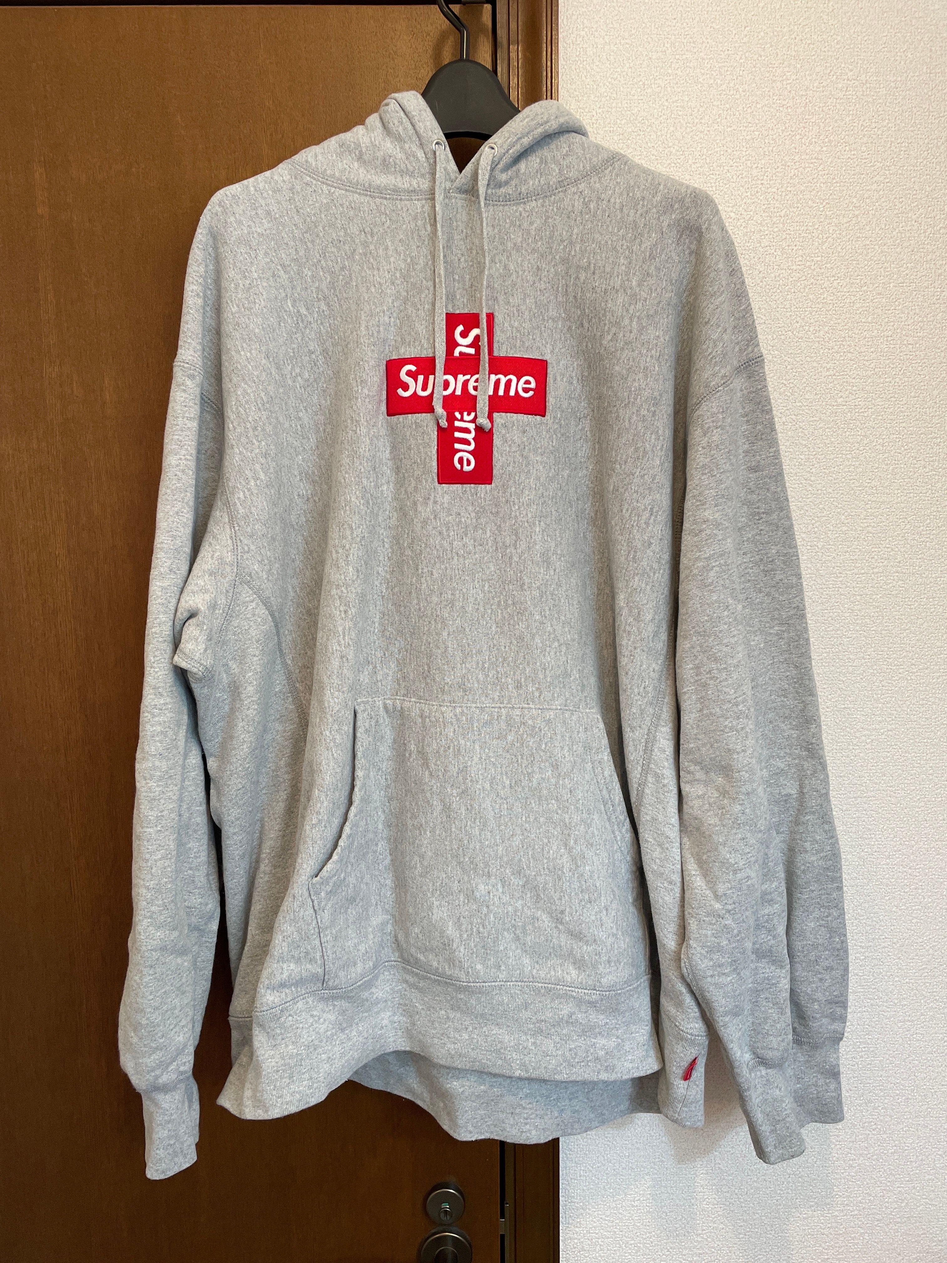 Supreme Cross Box Logo Hooded Sweatshirt "Grey"