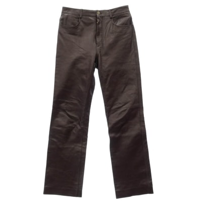 GUCCI グッチ パンツ 713493 XNATN イタリア製 カウレザー ストレート パンツ ブラウン系 44【中古】