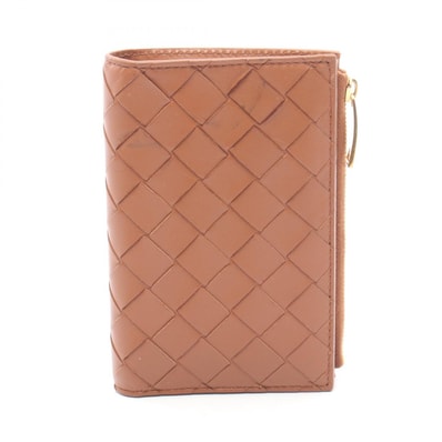 ボッテガヴェネタ BOTTEGA VENETA イントレチャート 二つ折り財布 財布 ラムスキン(羊革) メンズ ブラウン系 749940 【中古】