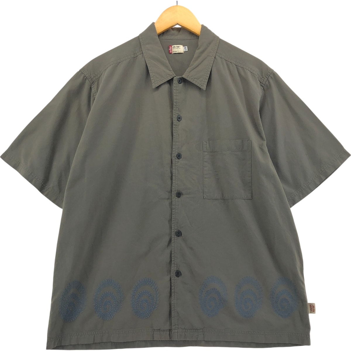古着 リーバイス Levi's RED TAB 刺繍 半袖 コットンシャツ ボックスシャツ メンズL相当/eaa555167