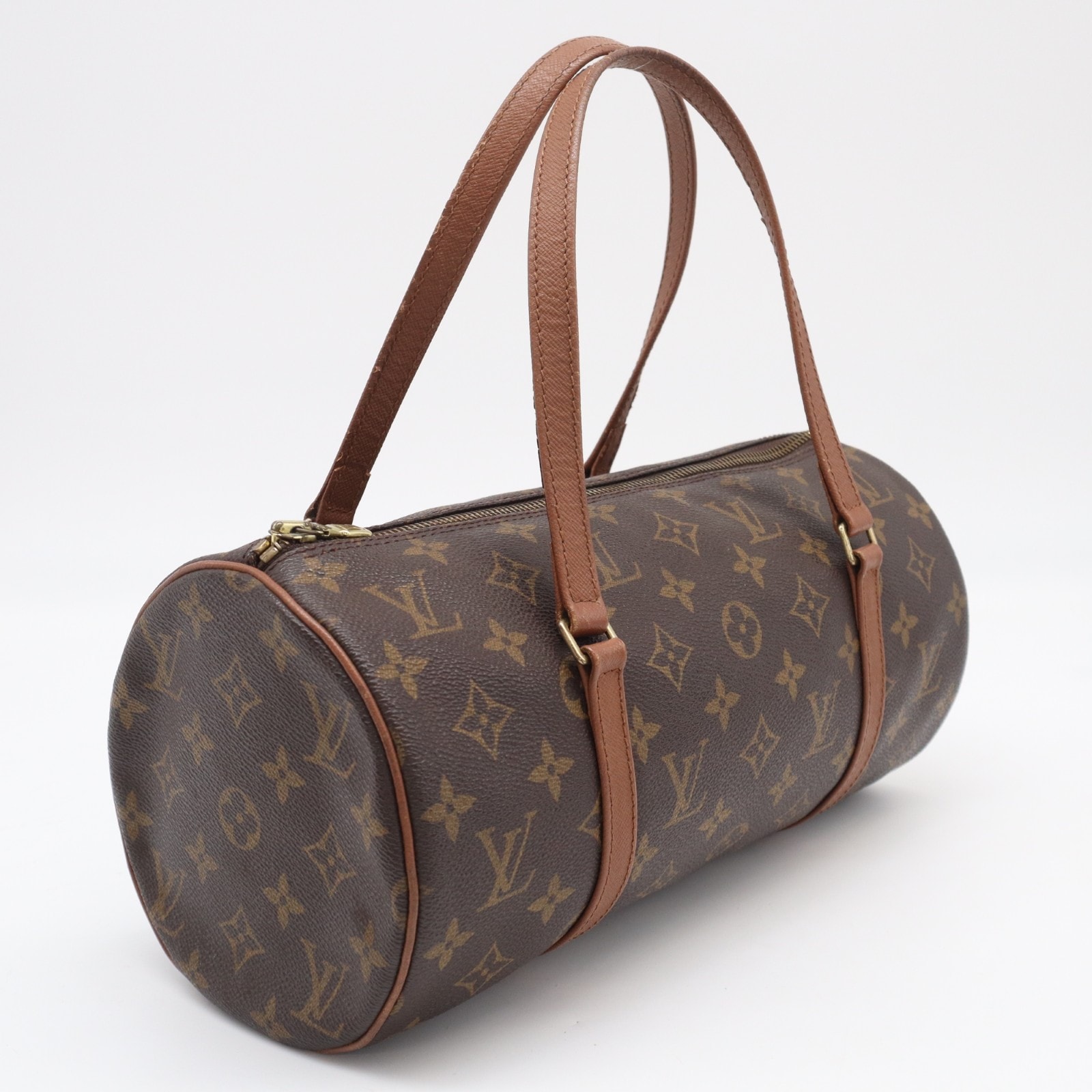 LOUIS VUITTON ルイ・ヴィトン モノグラム パピヨン30 M51385 ハンドバッグ ブラウン ベージュ コーティングキャンバス レザー レディース