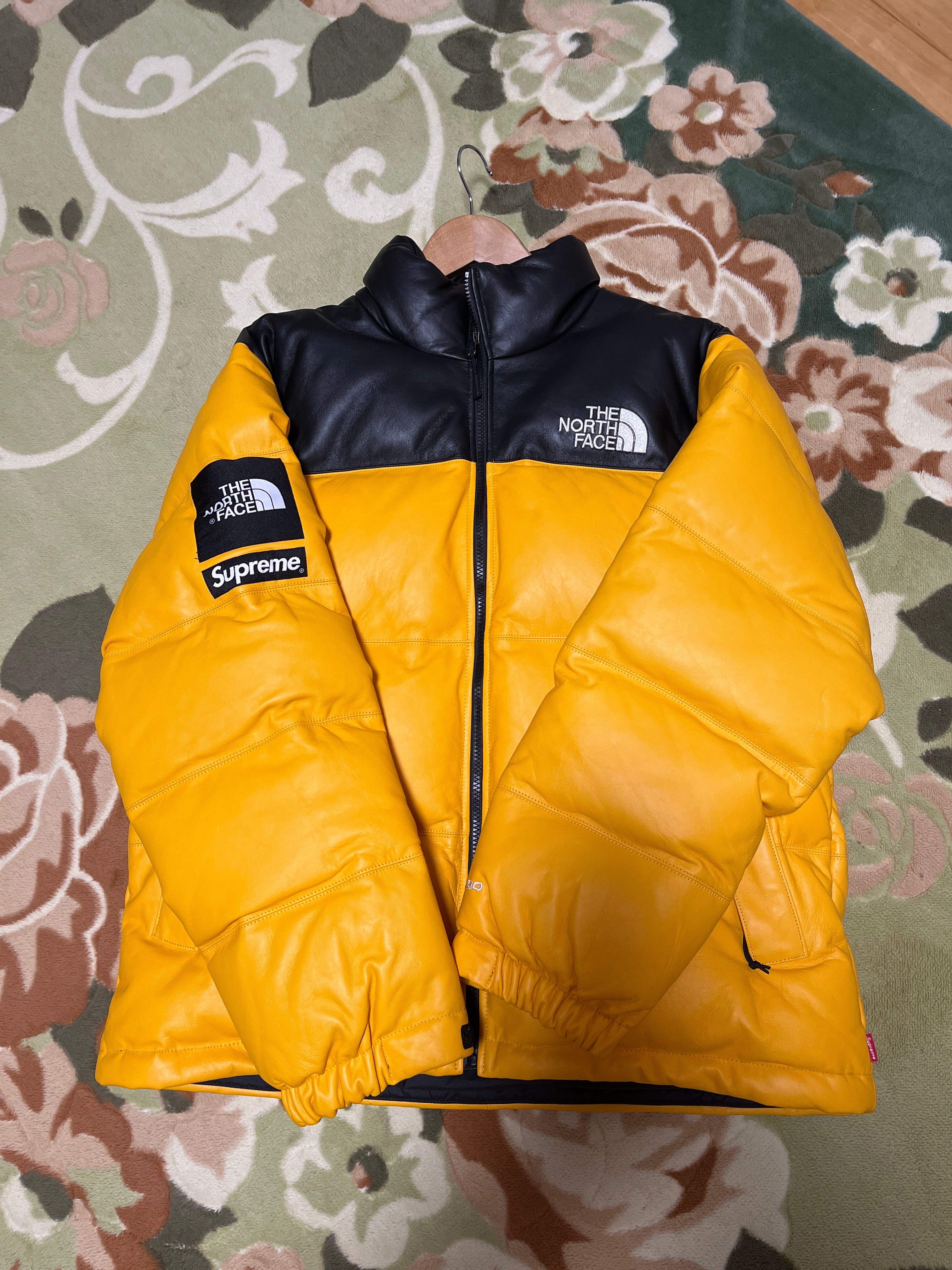 Supreme x The North Face Leather Nuptse Jacket "Yellow"
