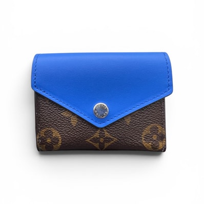 LOUIS VUITTON 希少カラー 展示品級美品 ルイヴィトン ポルトフォイユ ゾエ モノグラム 三つ折り財布 M63881 PVC レザー RFID確認済 ブルー ミニウォレット LV ヴィトン SAランク 中古 鑑定済 ヴィトン財布