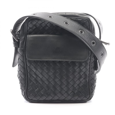ボッテガヴェネタ BOTTEGA VENETA イントレチャート ショルダーバッグ バッグ レザー レディース ブラック系 【中古】