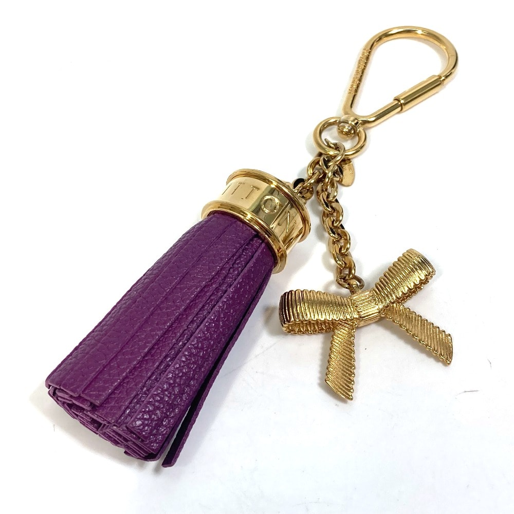 ルイヴィトン LOUIS VUITTON キーリング M65124 タッセル リボン カバン バッグチャーム キーホルダー レザー パープル