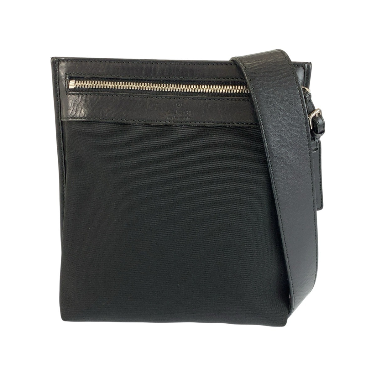 GUCCI グッチ ブラック 黒 シルバー金具 ナイロン レザー/ ショルダーバッグ メッセンジャーバッグ 604709 【中古】