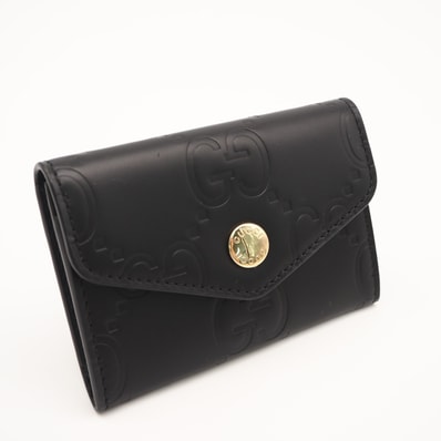 極美品 GUCCI グッチ GGレザー カードケース 772792 カードケース ブラック レザー レディース
