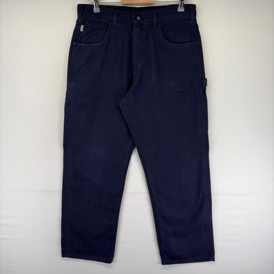 古着 カーハート Carhartt ダック パンツ ワンポイントロゴ ジッパーフライ ハンマーループ スパナポケット ネイビー系 メンズ