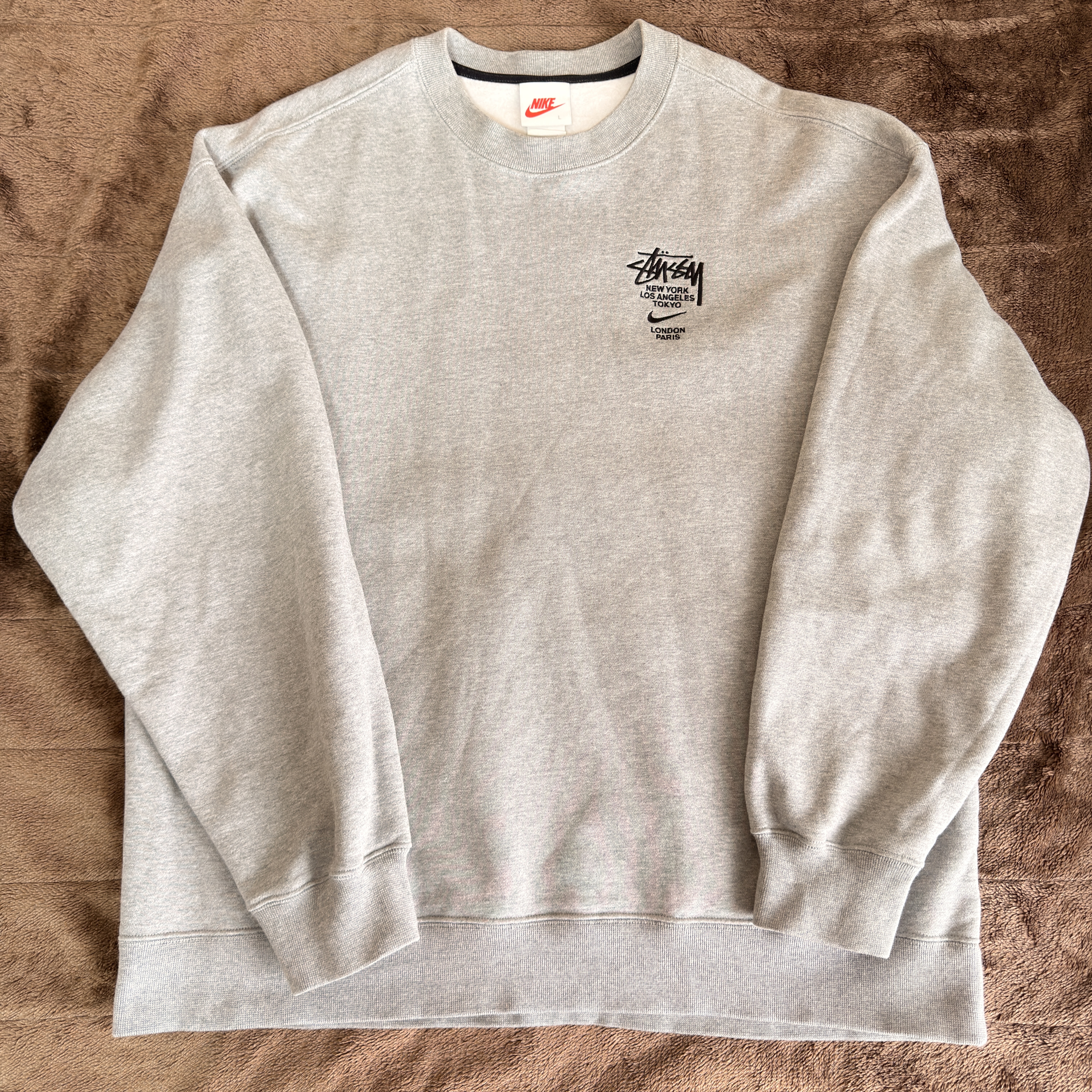 Nike x Stussy International Crewneck Sweatshirt (US Size) "Grey" DC4198-050