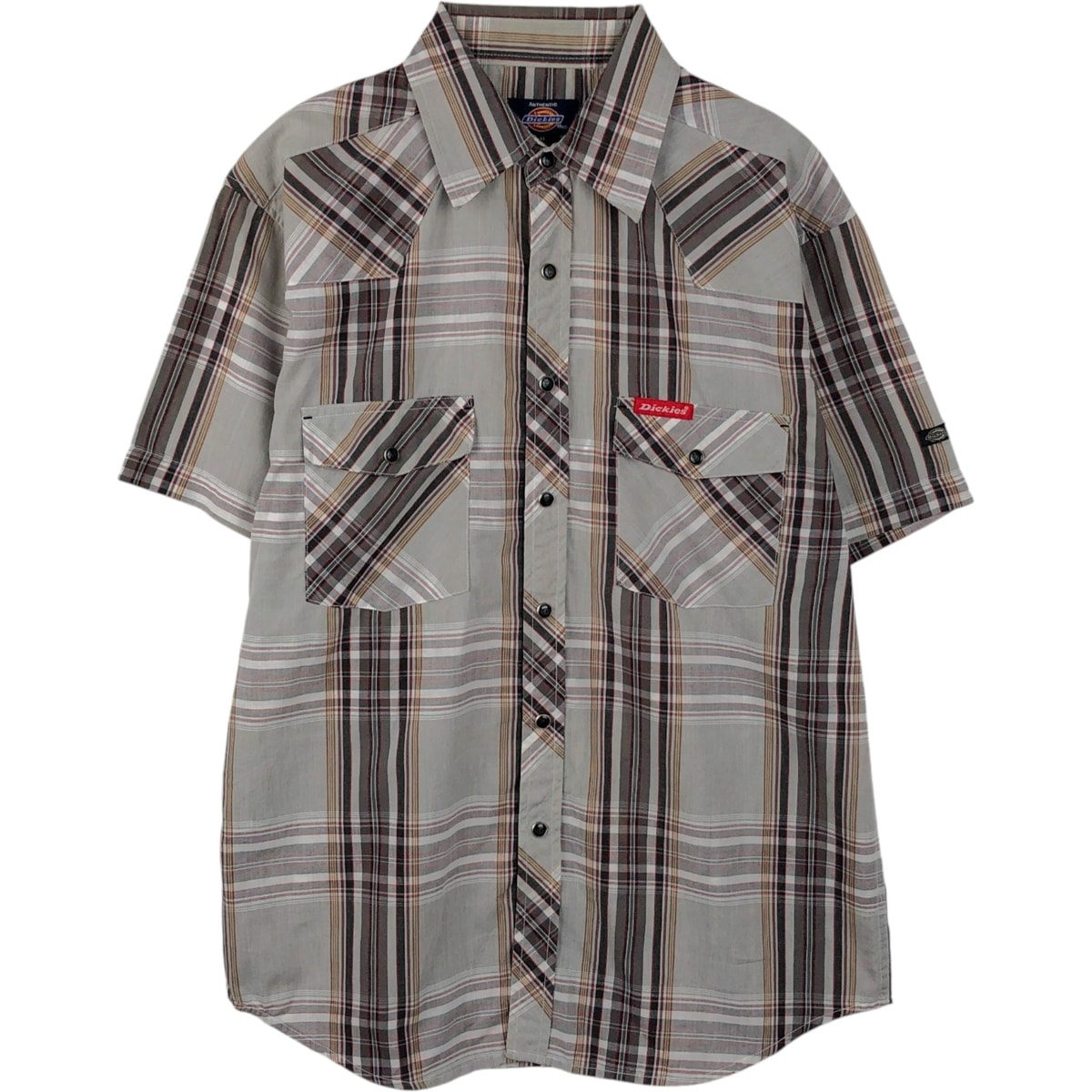 古着 ディッキーズ Dickies チェック柄 半袖 ウエスタンシャツ メンズM相当/eaa655640
