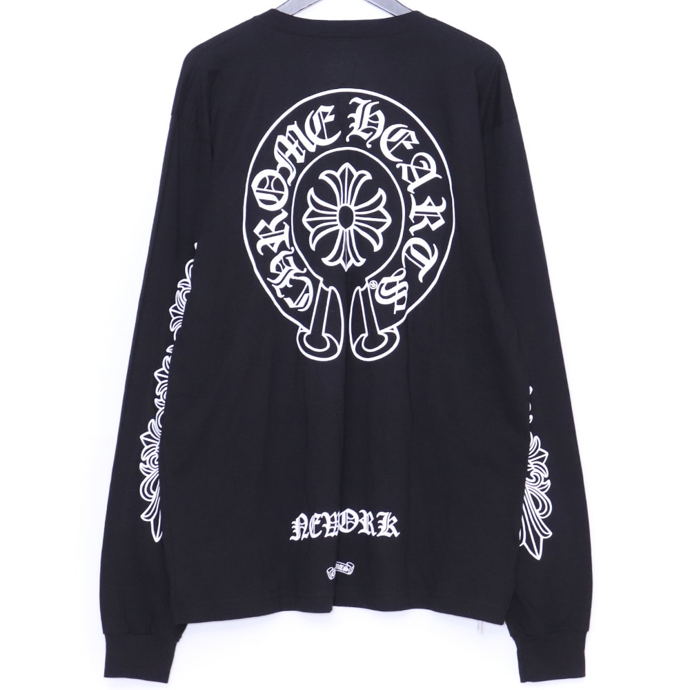 CHROME HEARTS ニューヨーク限定 ホースシュー&フローラルクロスロングTシャツ