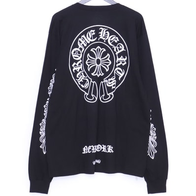 CHROME HEARTS ニューヨーク限定 ホースシュー&フローラルクロスロングTシャツ