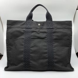 HERMES Her Line Canvas Tote Bag "Gray"