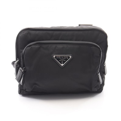 プラダ PRADA トライアングルロゴ ハーネス リュックサック バックパック バッグ ナイロン サフィアーノレザー レディース ブラック系 【中古】