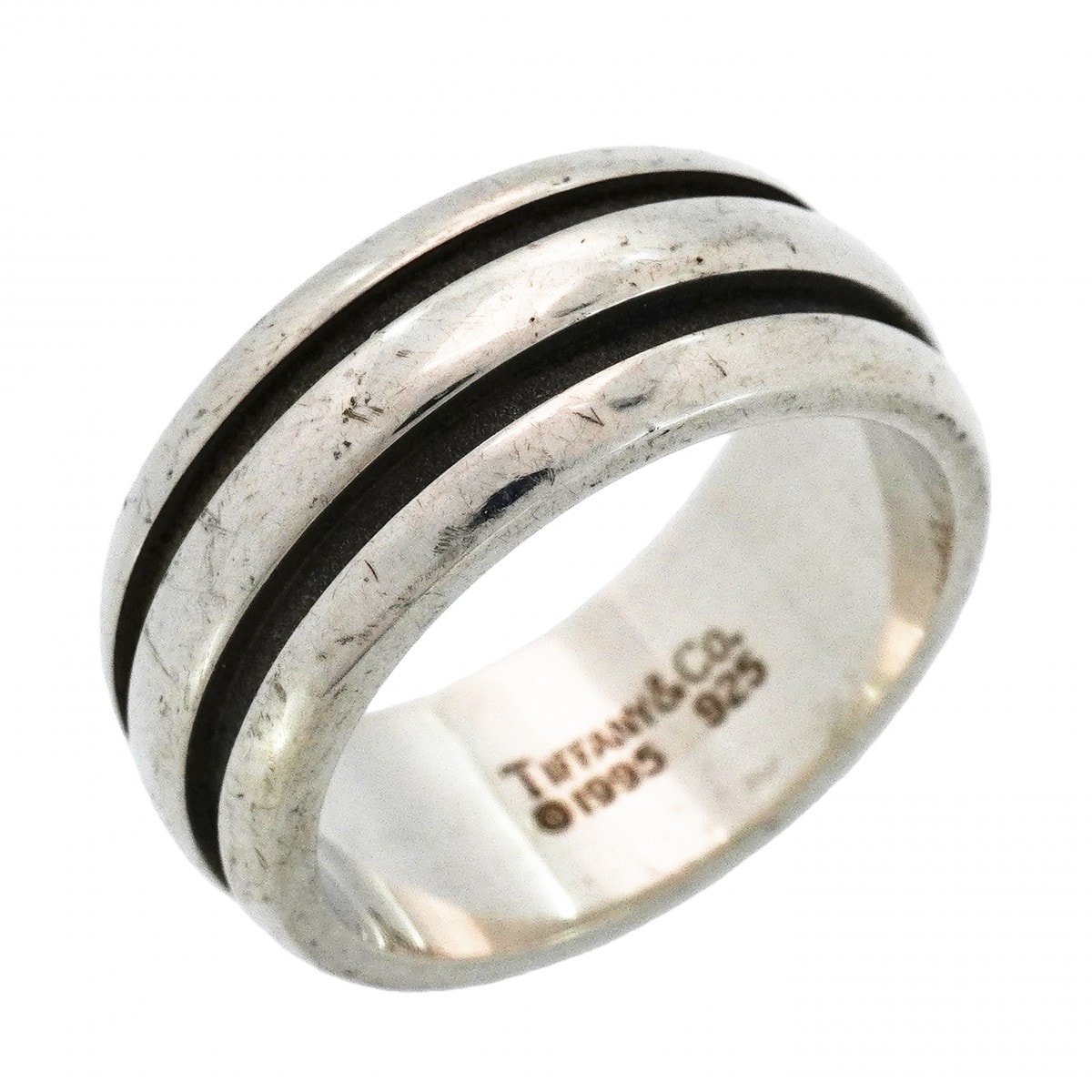 【6jcb0968】ティファニー リング グルーブド/ダブルライン シルバー925 17.5号【中古】レディース