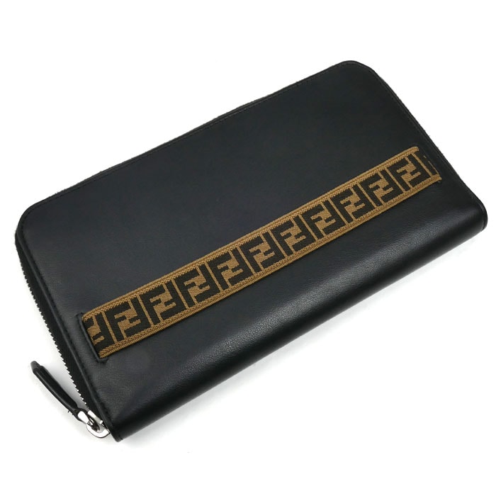 FENDI フェンディ FFロゴ ジップアラウンド ウォレット 長財布 ラウンドファスナー ブラック/ブラック 7M0276 A8VC F17BJ メンズ【中古】