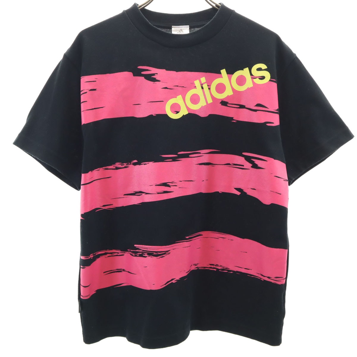 adidas アディダス 日本製 ボーダー柄 半袖 Tシャツ S ブラック