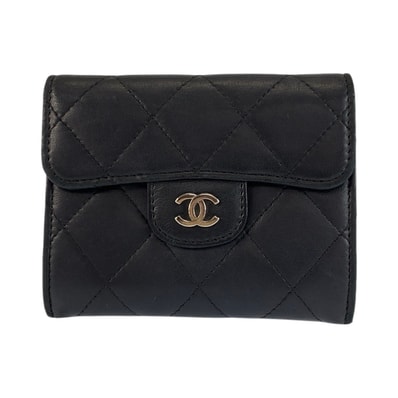美品 CHANEL シャネル マトラッセ ブラック 黒 シルバー金具 レザー コインケース 小銭入れ 601864 【中古】