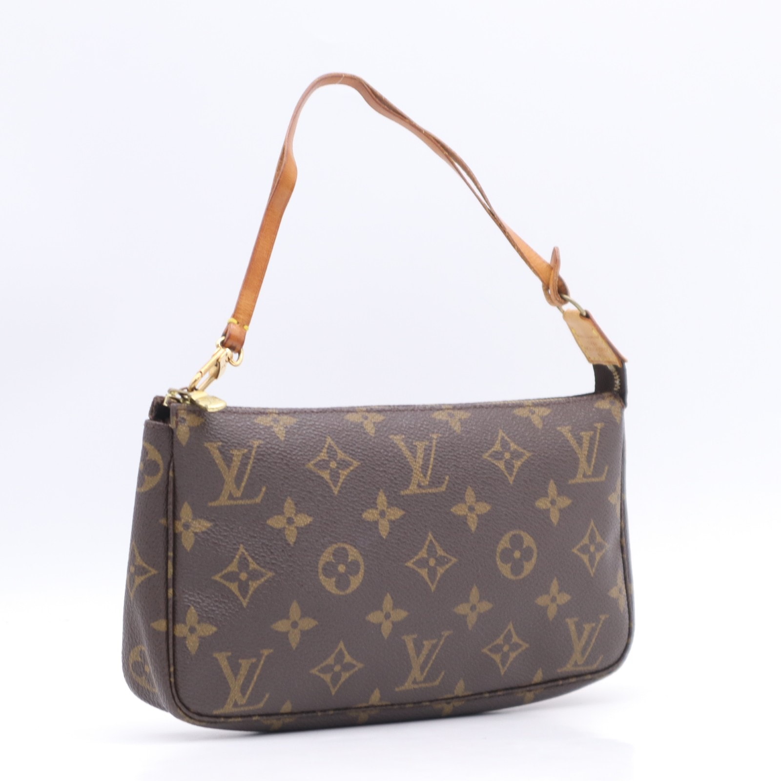 LOUIS VUITTON ルイ・ヴィトン モノグラム ポシェット アクセソワール M51980 ハンドバッグ ブラウン ベージュ コーティングキャンバス レザー レディース
