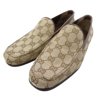 GUCCI グッチ その他靴 91003 GGキャンバス ドライビングシューズ ローファー スリッポン ブラウン系 38【中古】