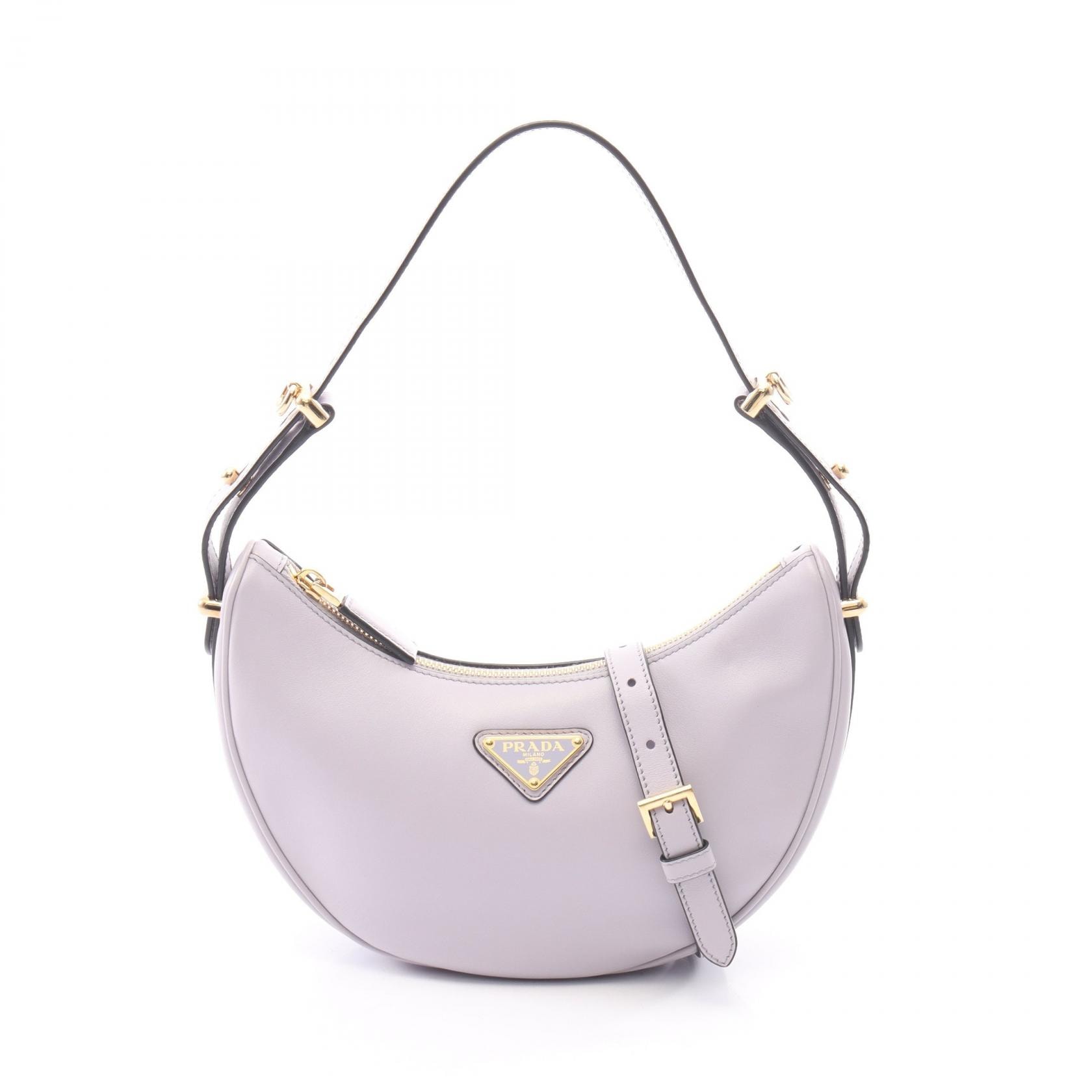 プラダ PRADA SOFT CALF アーケ 2WAY ハンドバッグ バッグ レザー レディース パープル系 1BC194 【中古】