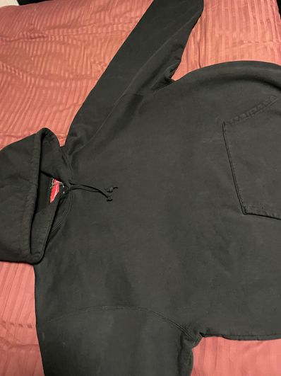 Supreme Satin Applique Hooded Sweatshirt "Black"