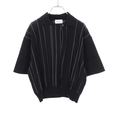 サルヴァトーレフェラガモ Salvatore Ferragamo ニット ステッチ ポロシャツ 衣料品 トップス ウール レディース ネイビー系 【中古】