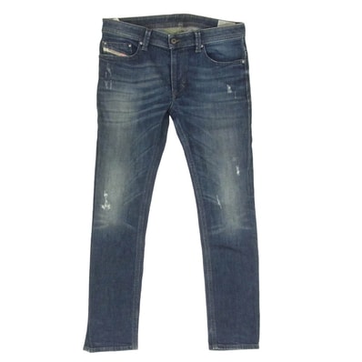 DIESEL ディーゼル 0842R THAVAR ストレッチ スリム スキニー ダメージ加工 ジーンズ デニム パンツ インディゴブルー系 31【中古】