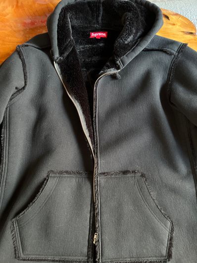 Supreme Faux Shearling Hooded Jacket "Black"