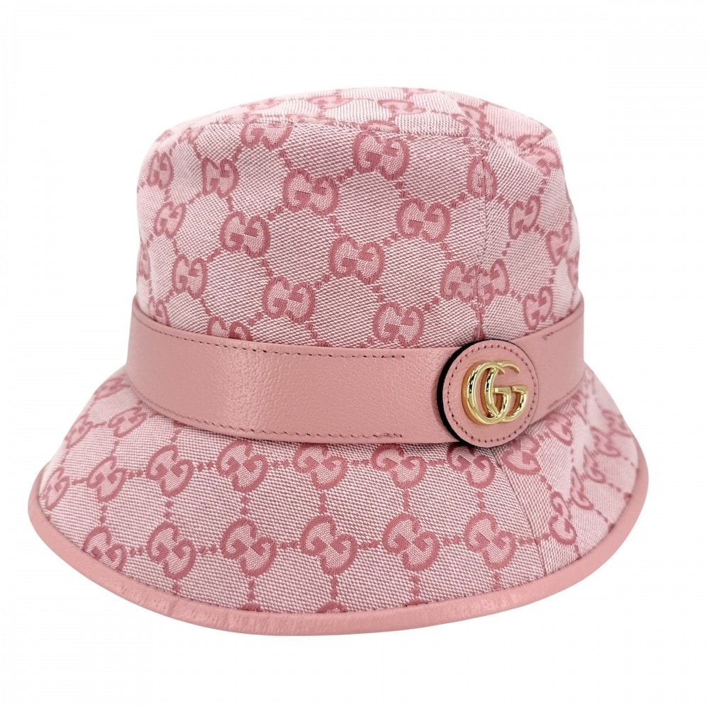 GUCCI グッチ ハット GGキャンバス バケットハット ファッションアイテム Mサイズ 総柄 帽子 748476 コットン ポリエステル ピンク レディース【中古品】