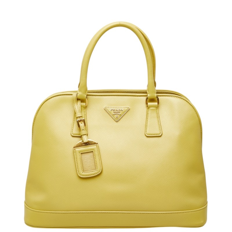 プラダ サフィアーノ プロムナード ハンドバッグ 手提げ イエロー レザー レディース PRADA 中古