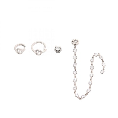 グッチ GUCCI インターロッキングG ネイルピアス ネイルアクセサリー チャーム アクセサリー ステンレススチール ラインストーン レディース シルバー系 / クリア系 【中古】