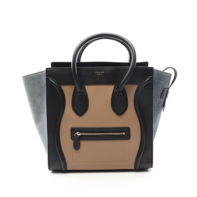 セリーヌ CELINE ラゲージ ミニショッパー ハンドバッグ バッグ レザー スウェード レディース ベージュ系 / ブラック系 / ブルー系 【中古】