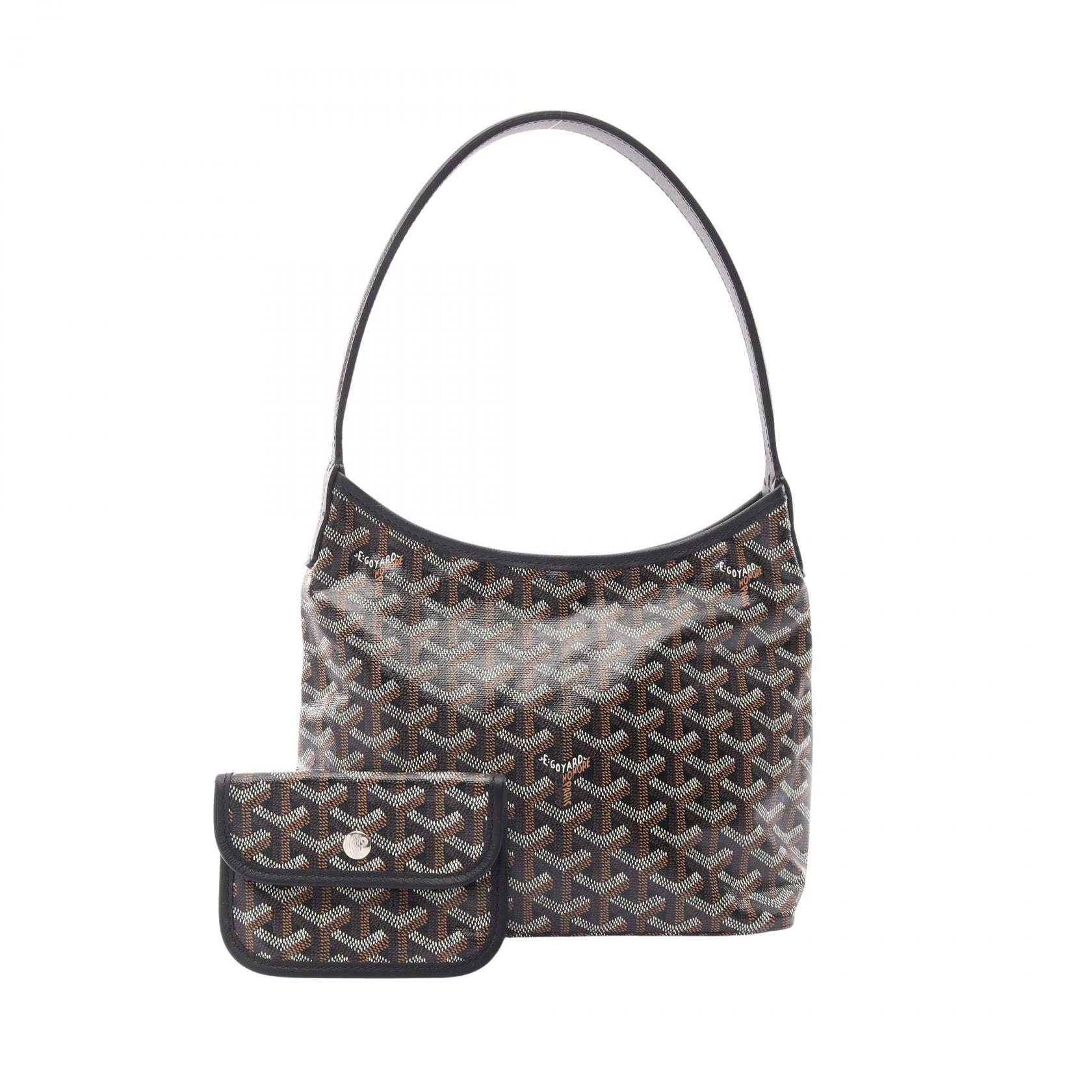 ゴヤール GOYARD ボエム ミニ ホーボーバッグ ハンドバッグ バッグ PVCコーティングキャンバス レザー レディース ブラック系 / ホワイト系 / ブラウン系 BOHEMEMINTY01CL01P 【中古】